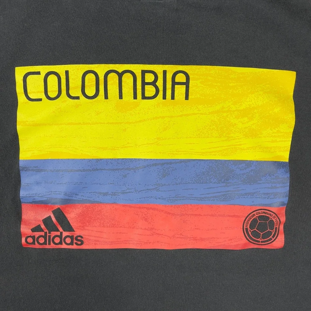 Adidas Colombia Soccer T-Shirt Mens XL Black Graphic Tee Short Sleeve